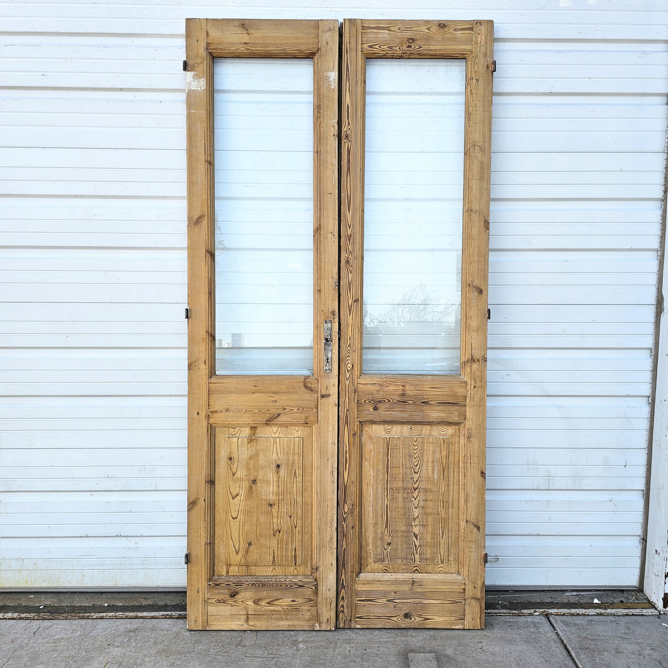 Pair of Wood French Doors with 2 Glass Lites