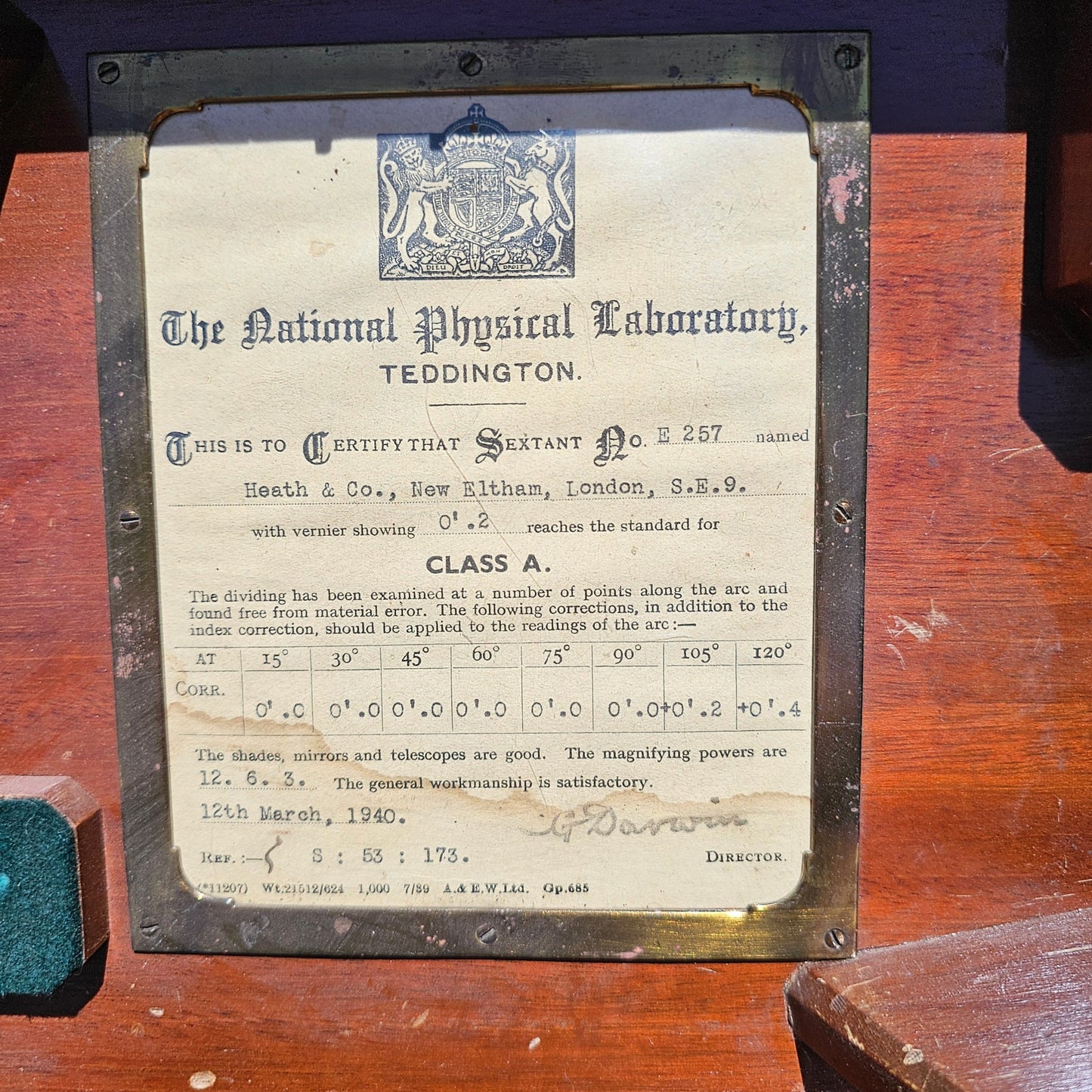 1940’s English Sextant in Wood Box