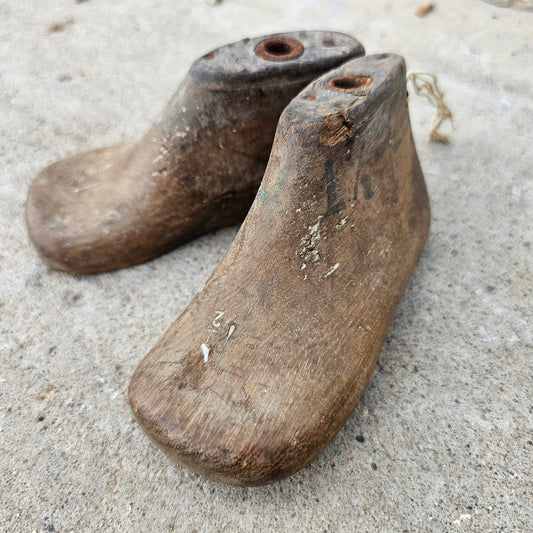 Pair of Wooden Baby Shoe Molds