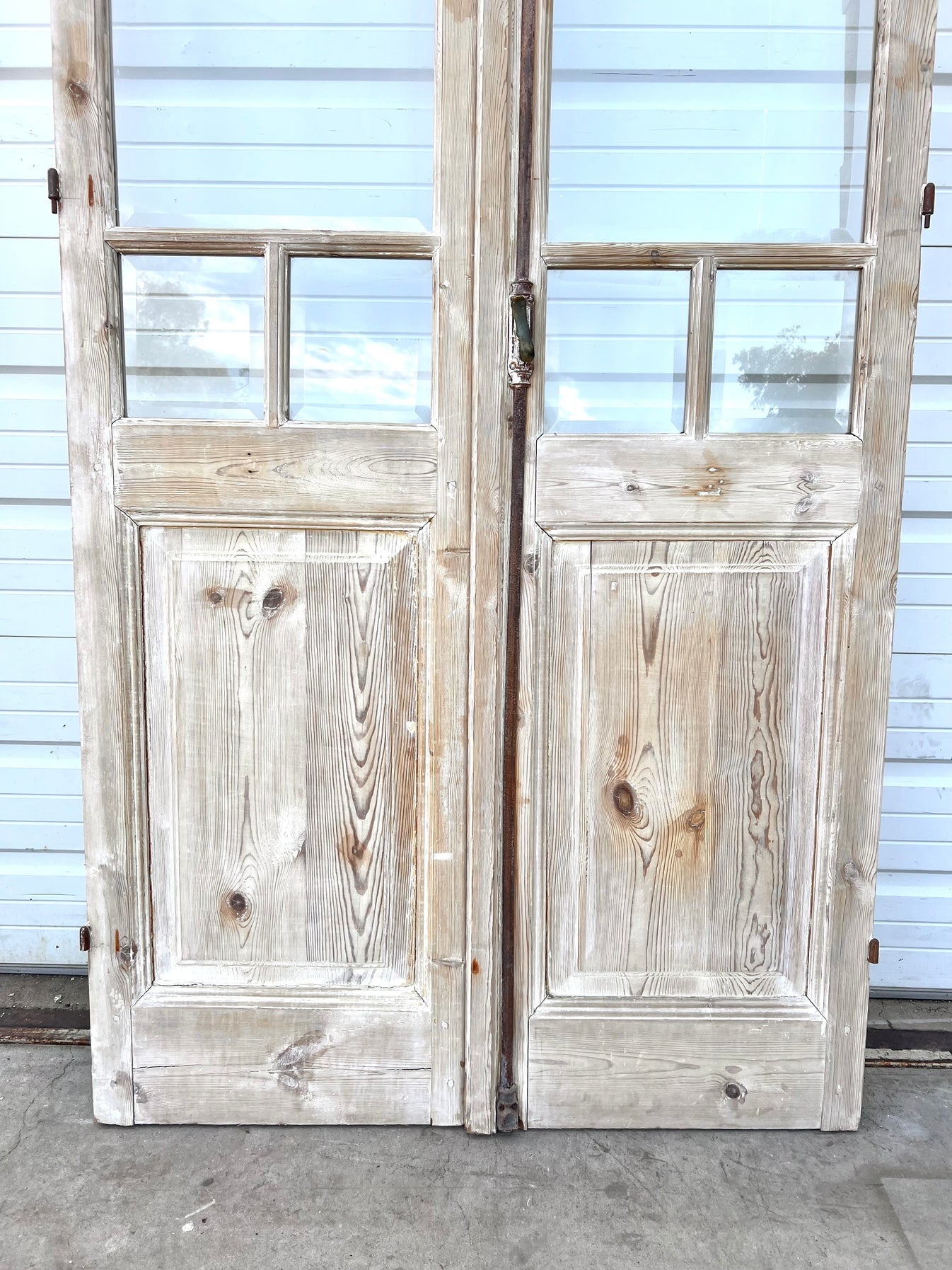 Pair of Washed Wood Doors w/ 5 Lites
