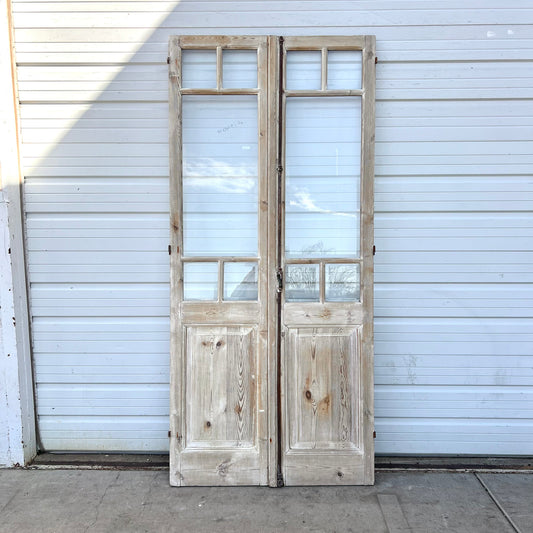 Pair of Washed Wood Doors w/ 5 Lites