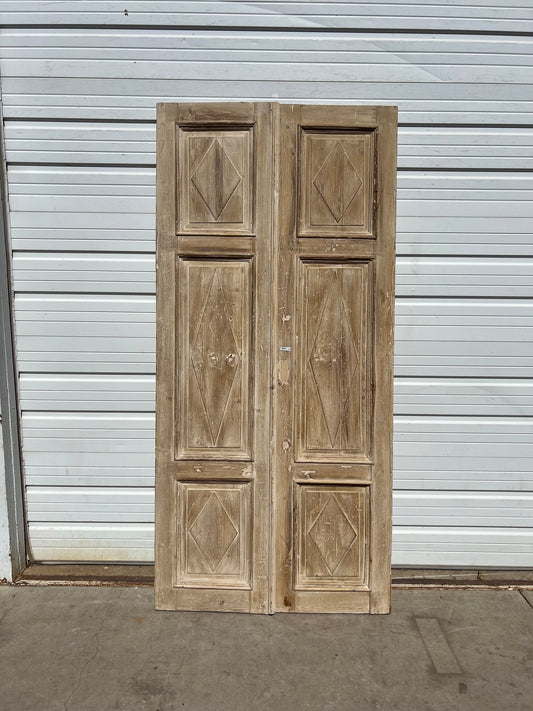 Pair of Washed Wood Panel Doors