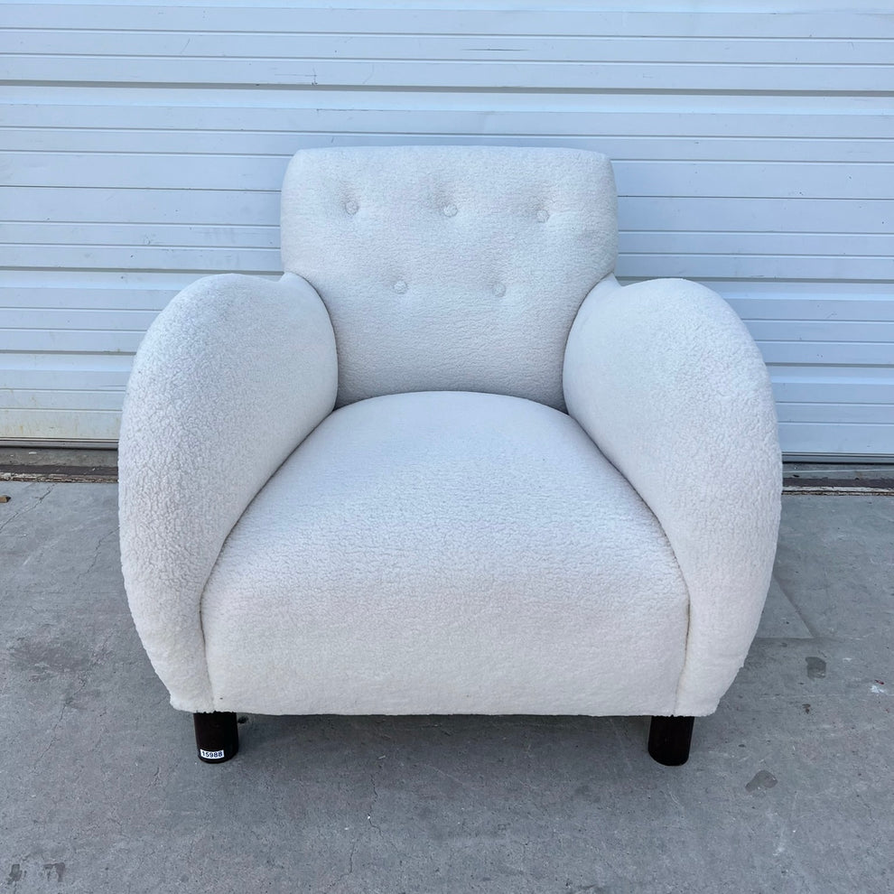 Large Danish Ivory Boucle Chair