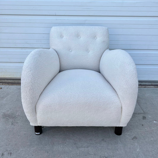 Large Danish Ivory Boucle Chair