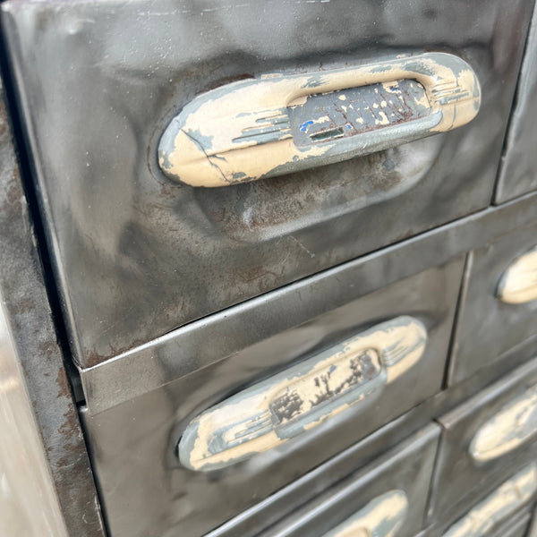 10 Drawer Stripped File Cabinet on Wheels