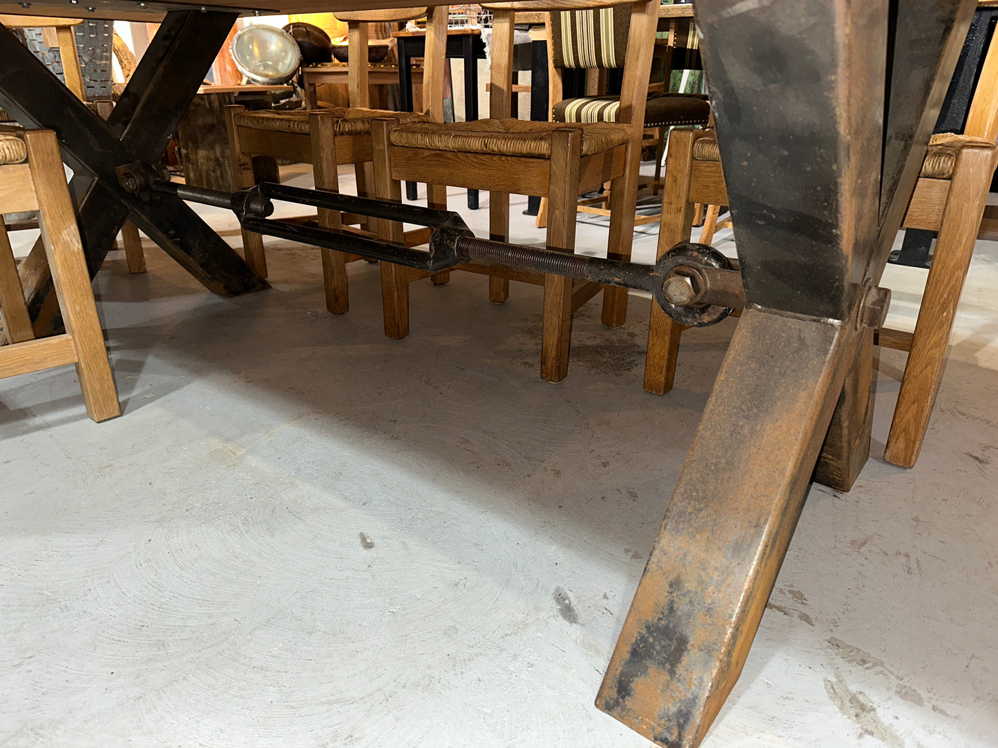X Base Table with Reclaimed Wood Top