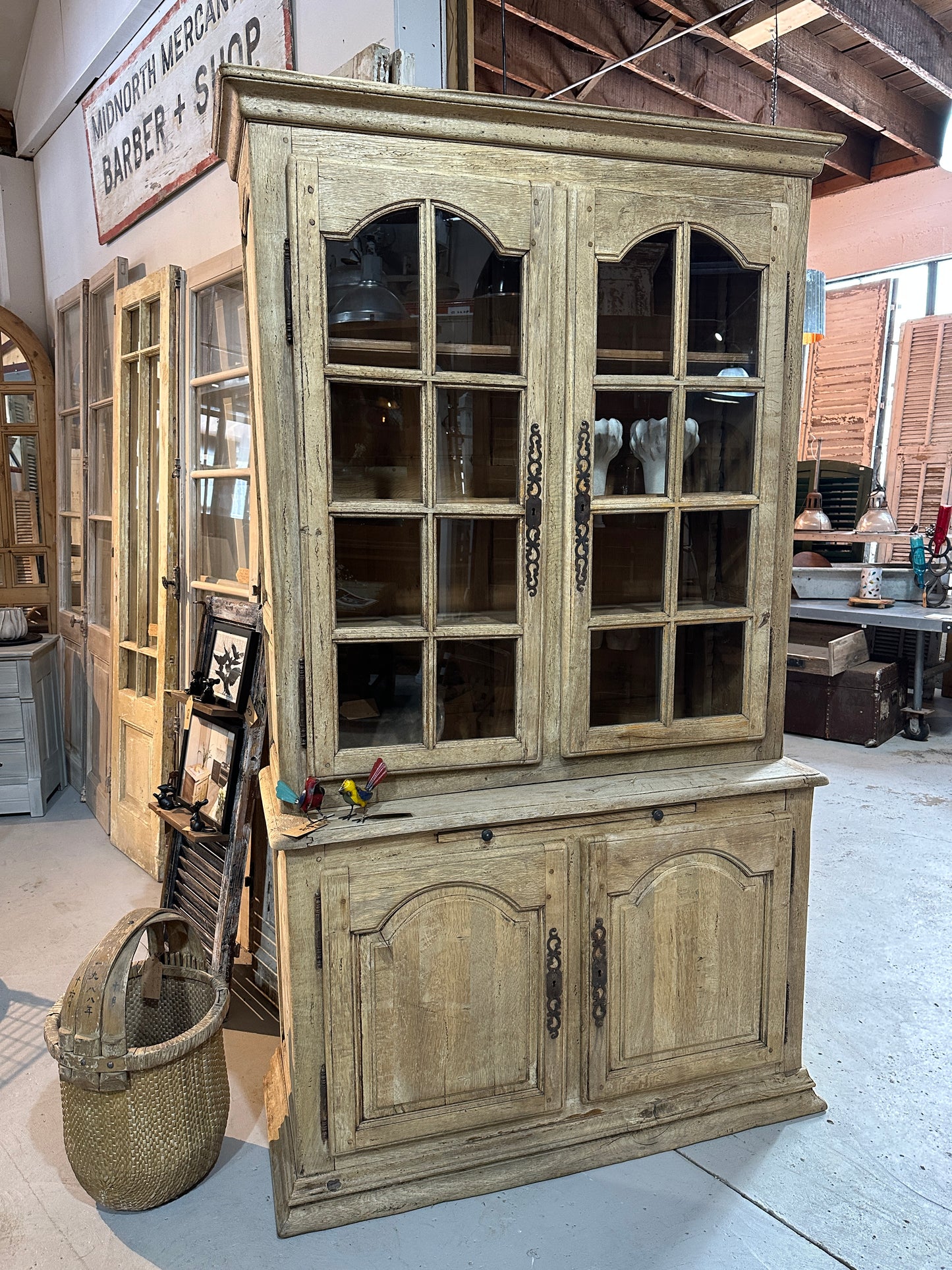 Bleached Antique Display Cabinet