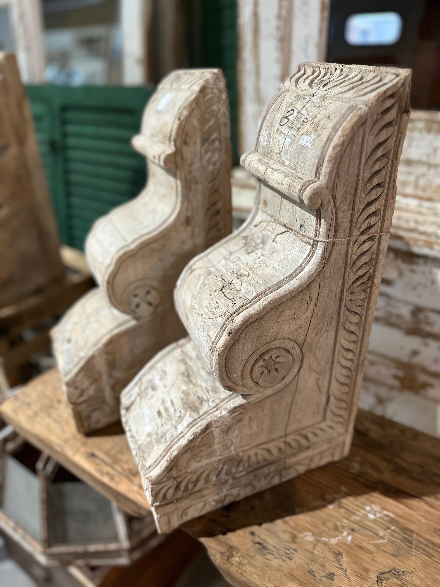 Pair Chunky Wood Corbels