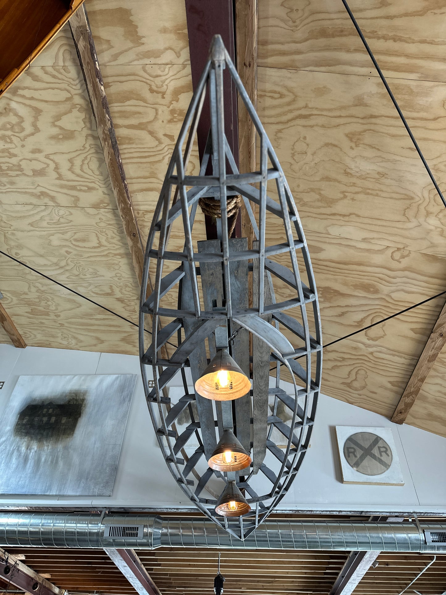 Triple Galvanized Metal Hanging Light