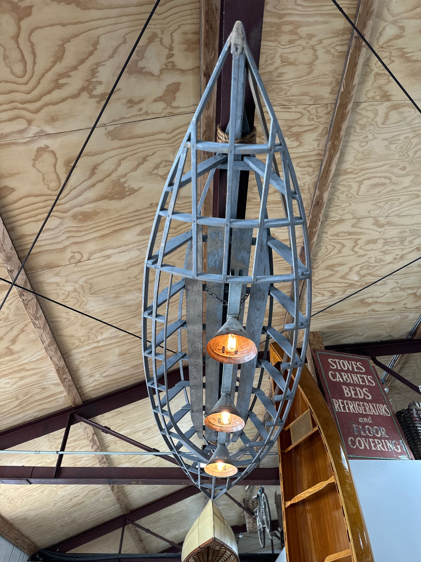 Triple Galvanized Metal Hanging Light