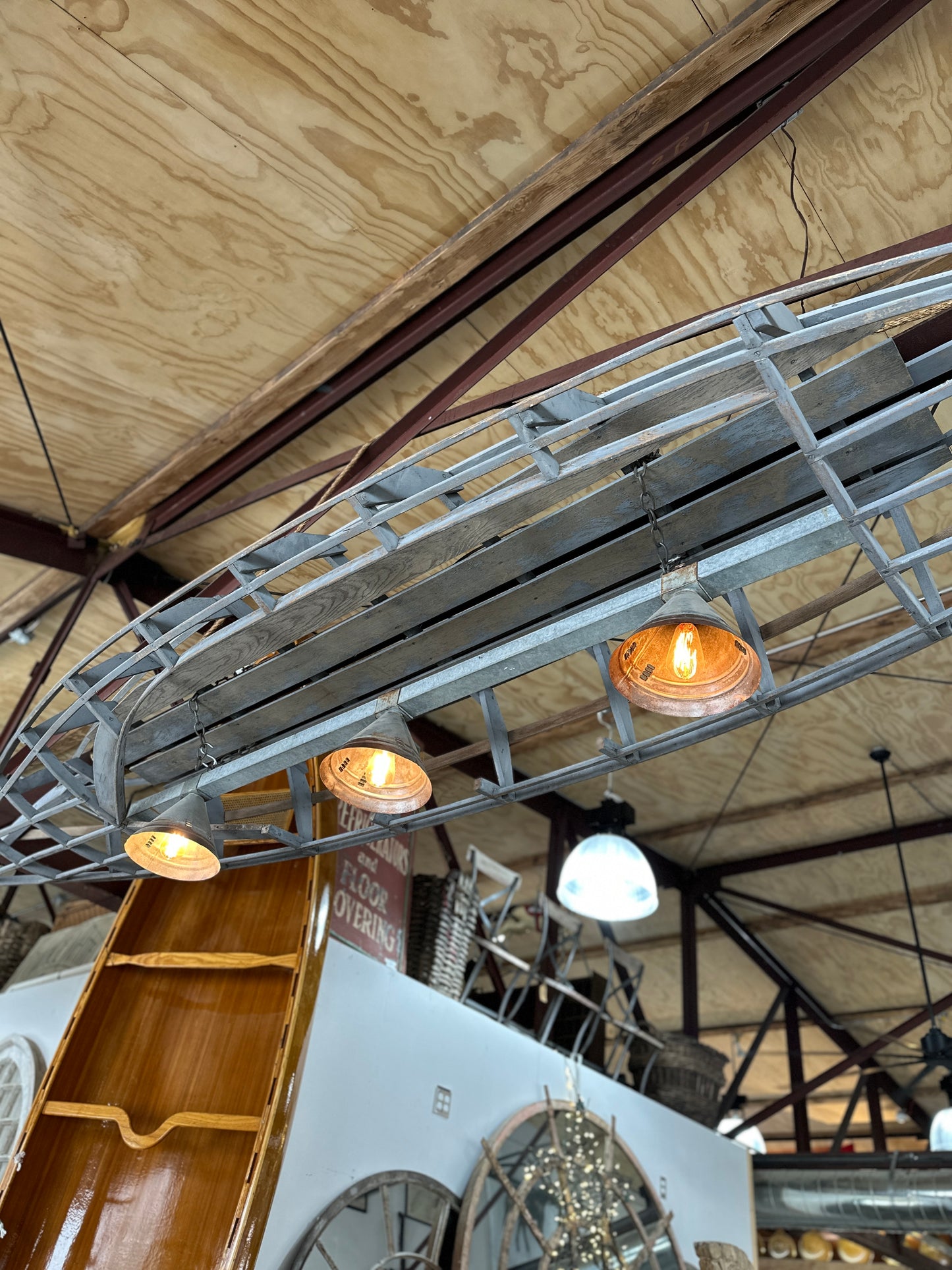 Triple Galvanized Metal Hanging Light