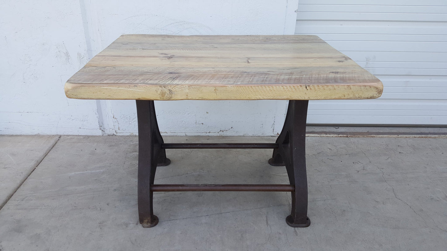 Wooden Table with Industrial Iron Base