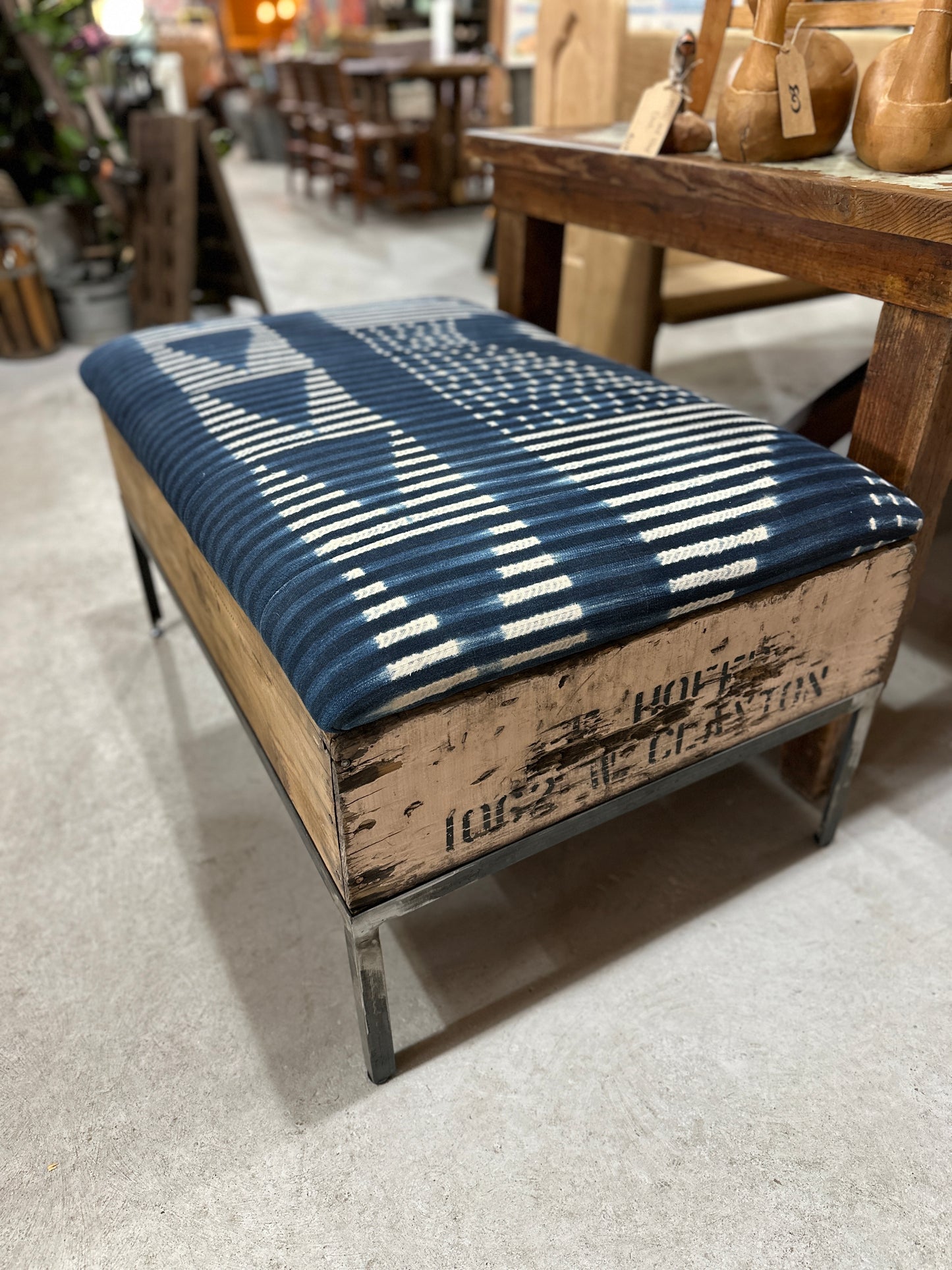 Raisin Box Ottoman with Blanket Top