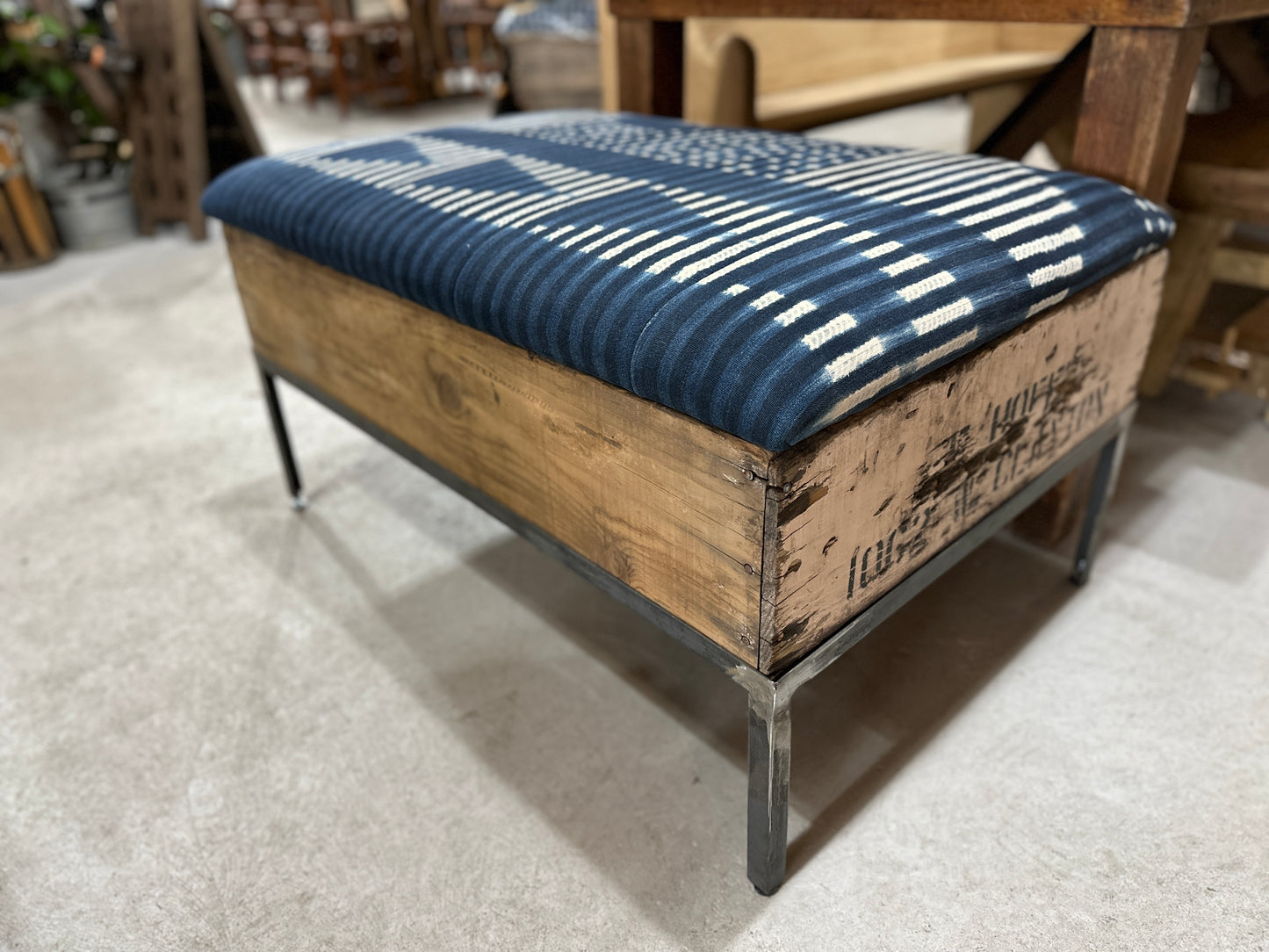 Raisin Box Ottoman with Blanket Top