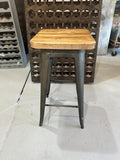 Stool with Metal Base & Wood Top