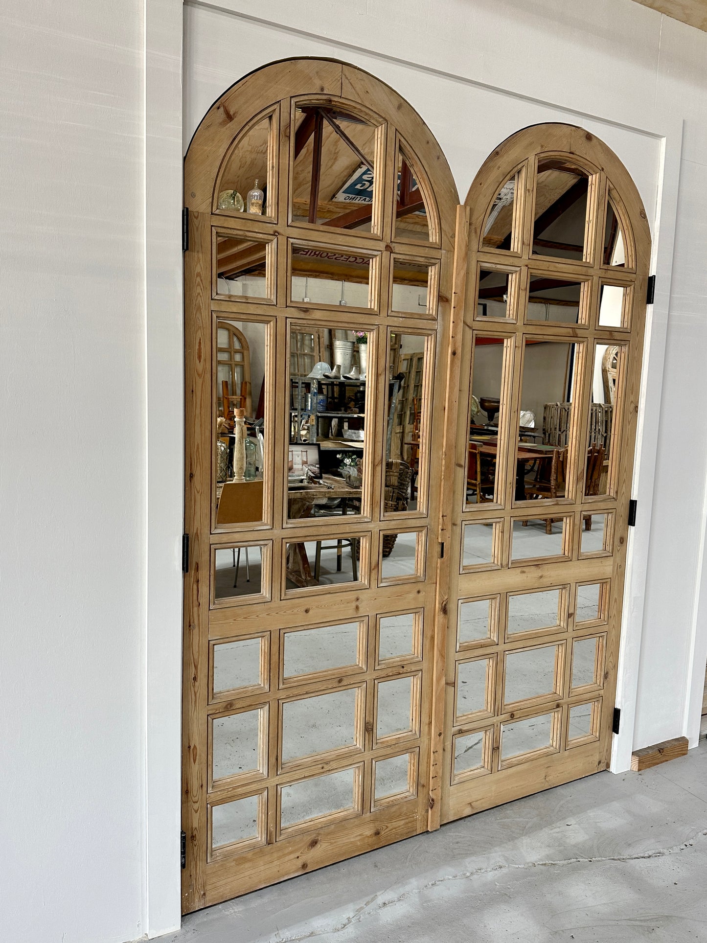 Single Arched Wood and Mirrored Door