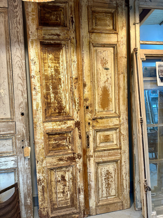 Pair of 4 Panel Washed Wood Doors