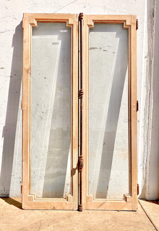 Pair of Rectangle Natural Wood Windows