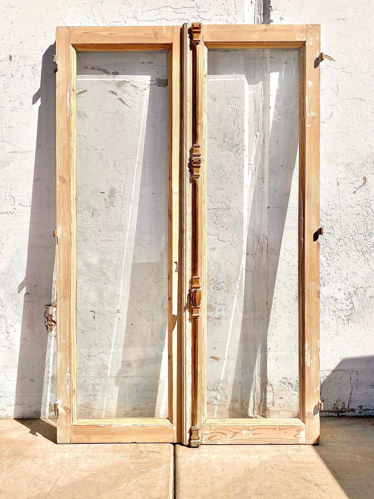 Pair of Rectangle Washed Wood Windows