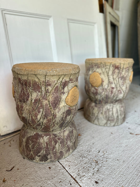 Pair of Faux Bois Stump Stools