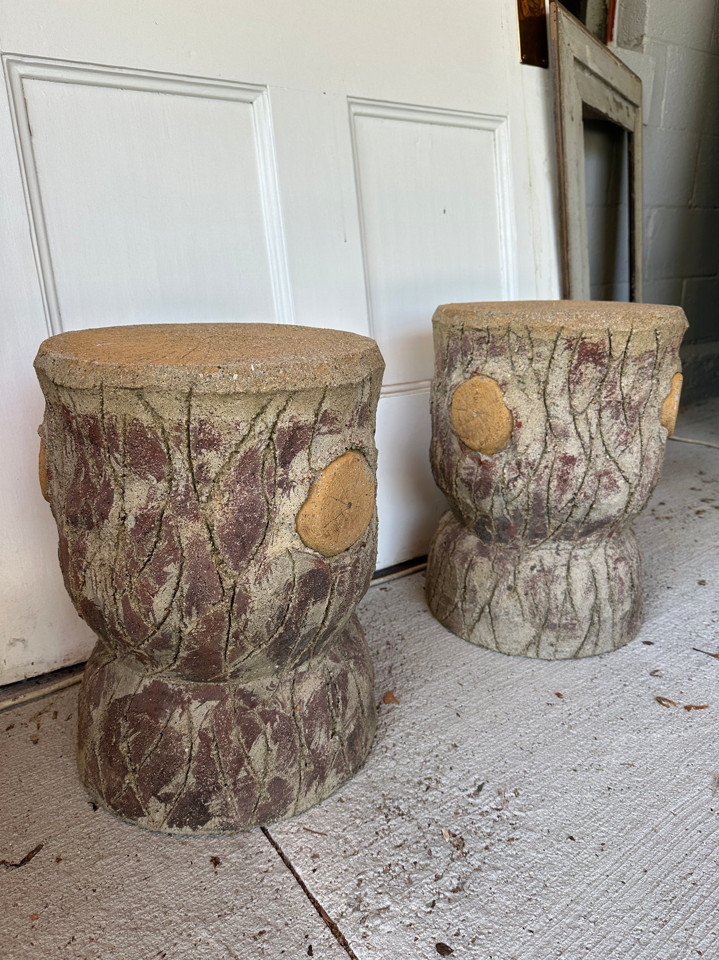 Pair of Faux Bois Stump Stools
