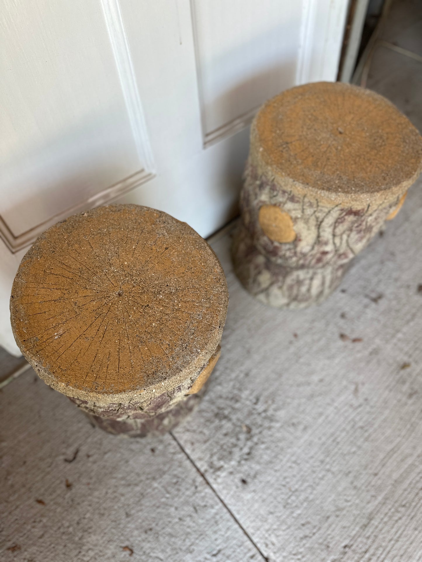 Pair of Faux Bois Stump Stools