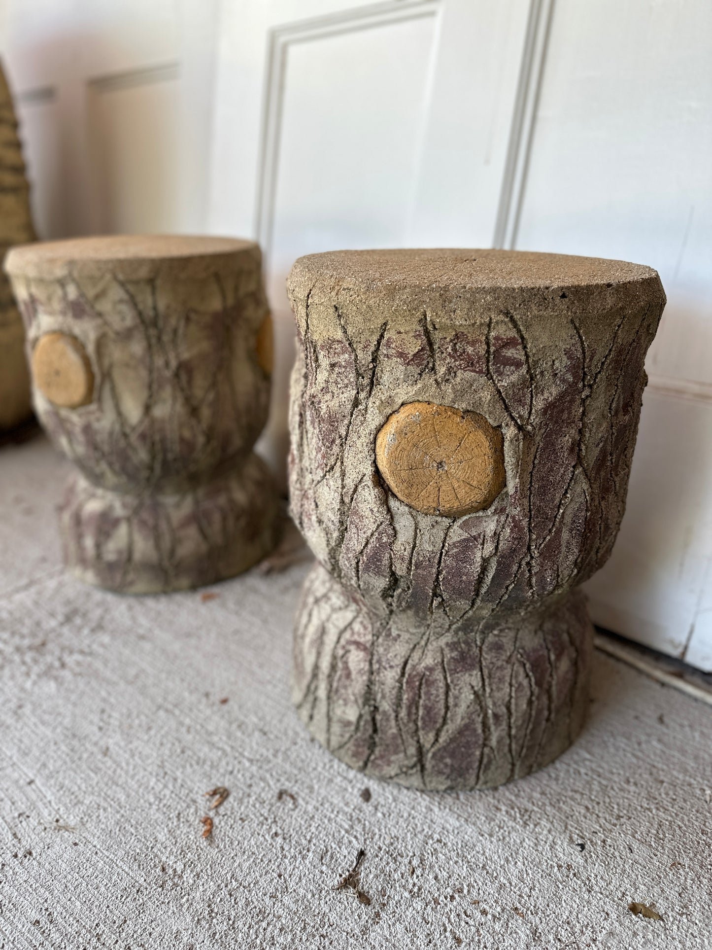 Pair of Faux Bois Stump Stools