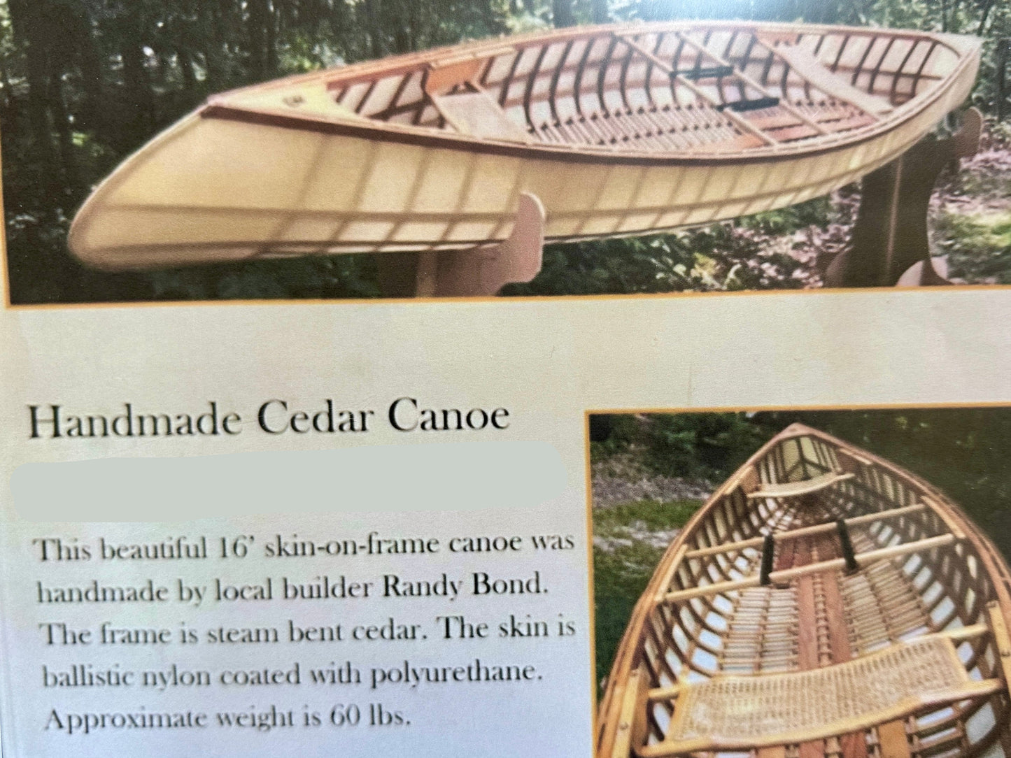 16ft Handmade Cedar Canoe
