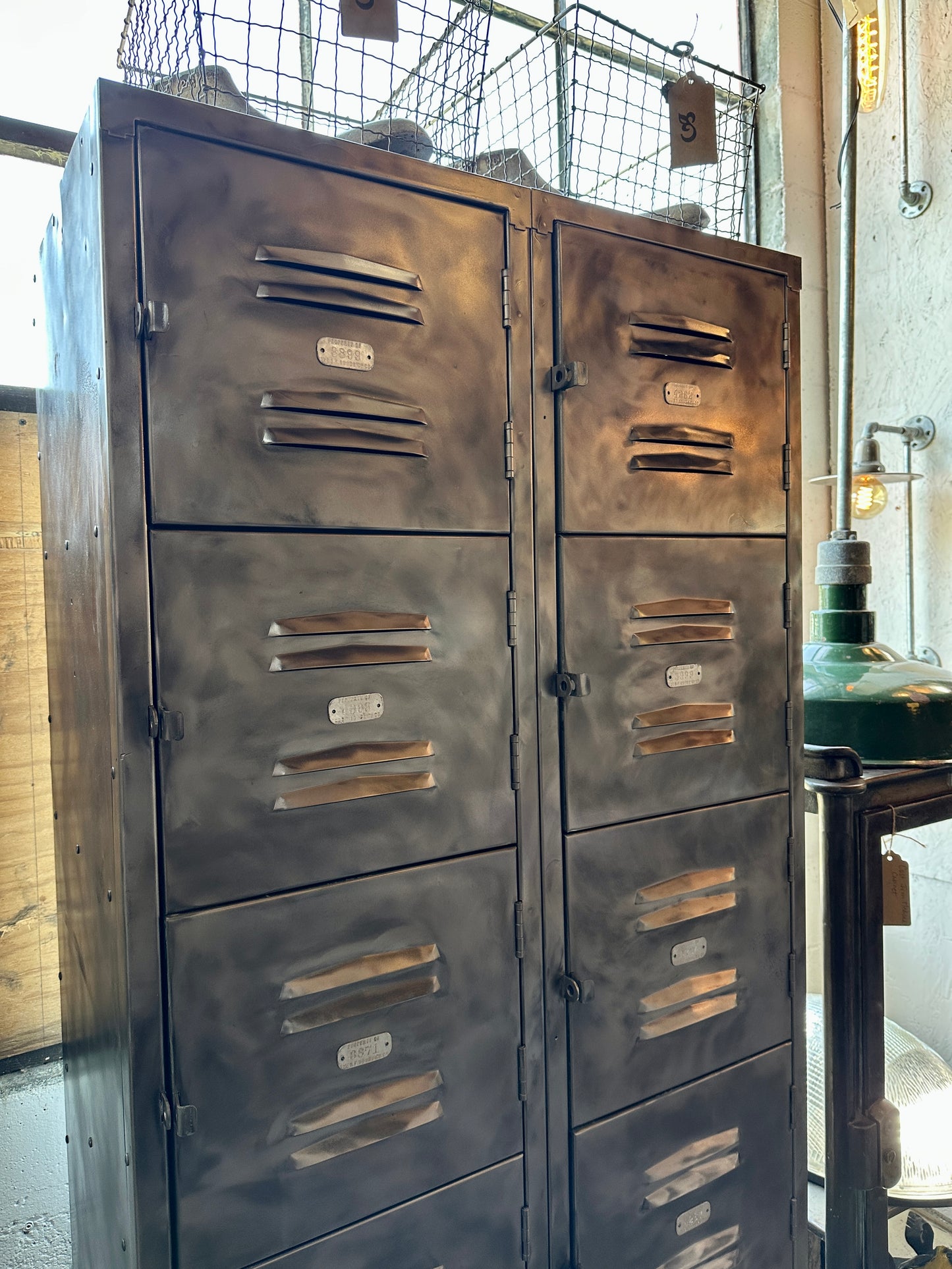 Stripped Metal Lockers with 12 Cubbies