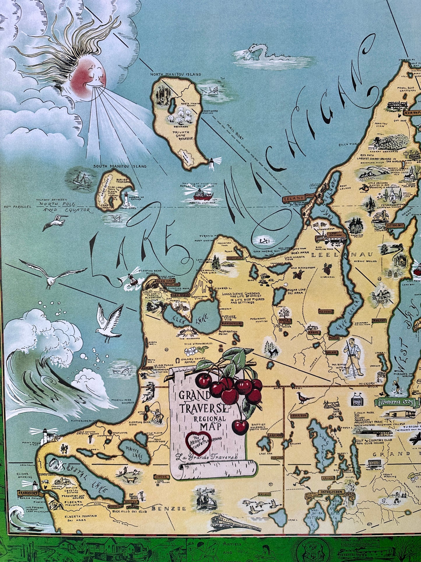 Water Wonderland Grand Traverse Region Map Poster