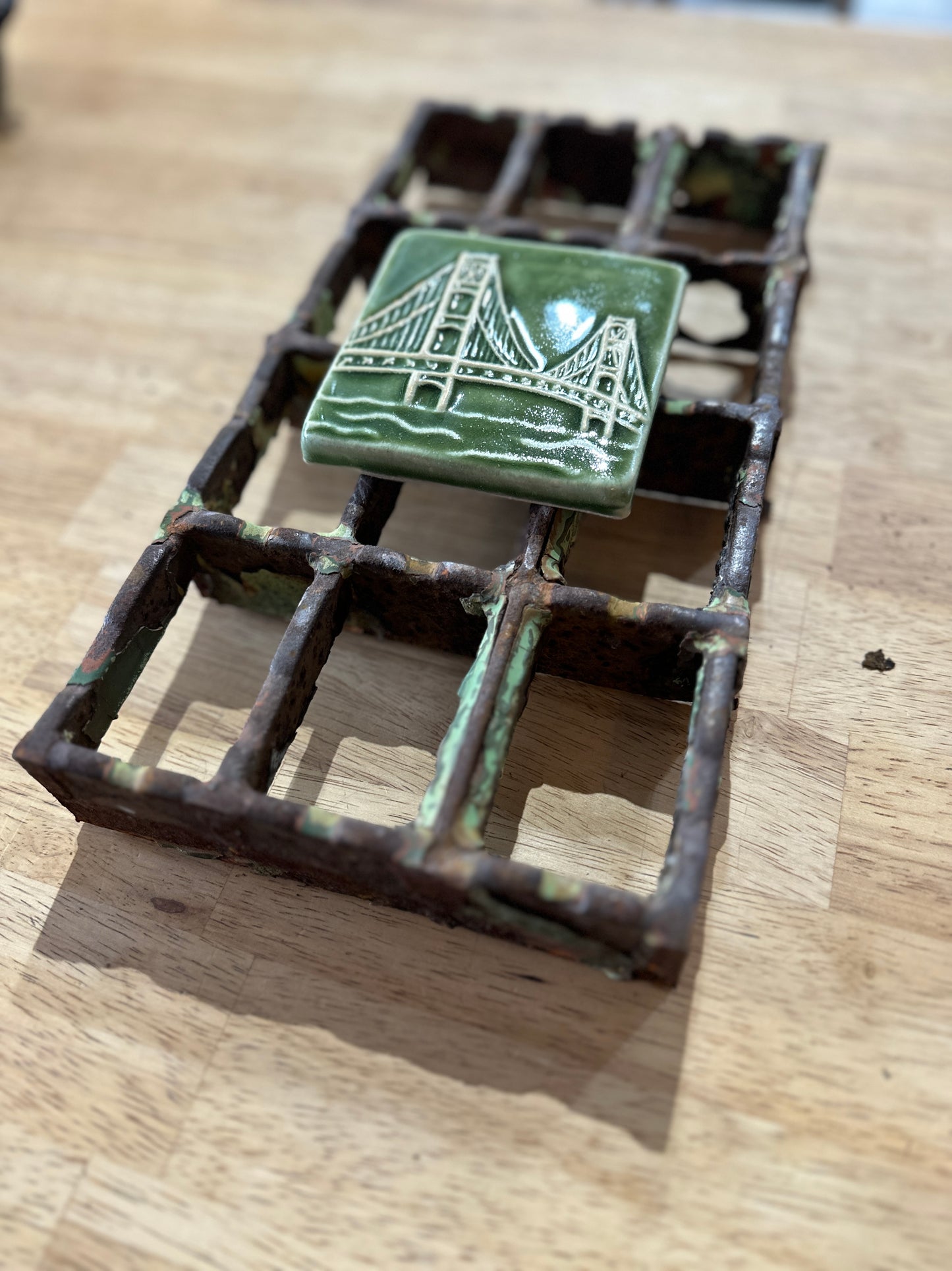 Original Mackinac Bridge Piece with Artist Tile