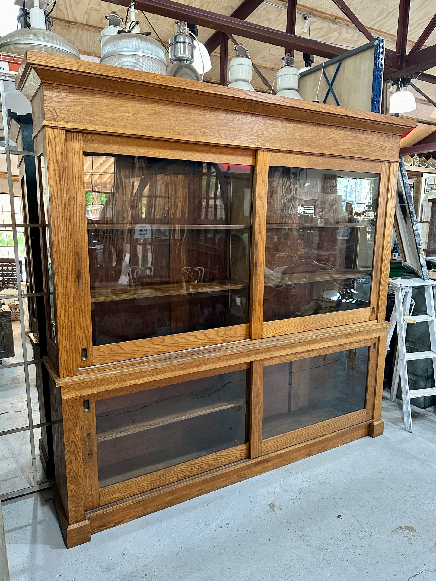 Wooden Cabinet with Sliding Glass Doors