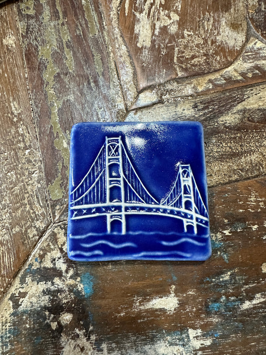 4x4 Mackinac Bridge Tile, Blue