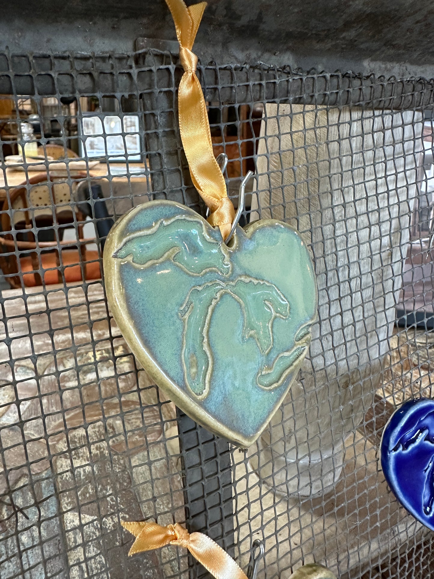 Michigan Heart Ornament, Turquoise