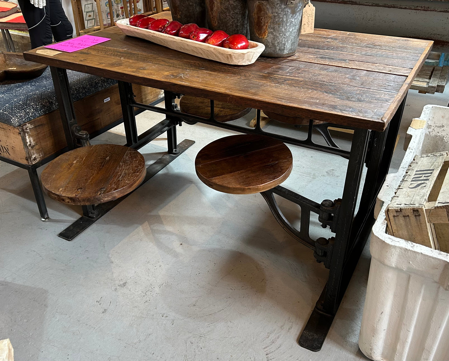 Industrial Table with Swing Out Seats - 20% OFF