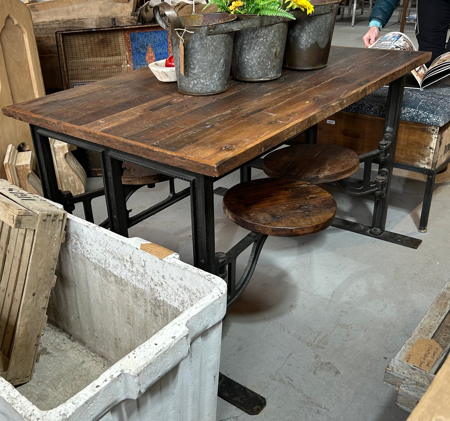 Industrial Table with Swing Out Seats - 20% OFF