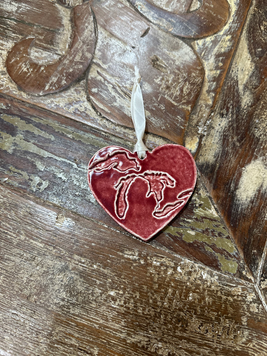 Michigan Heart Ornament, Plum