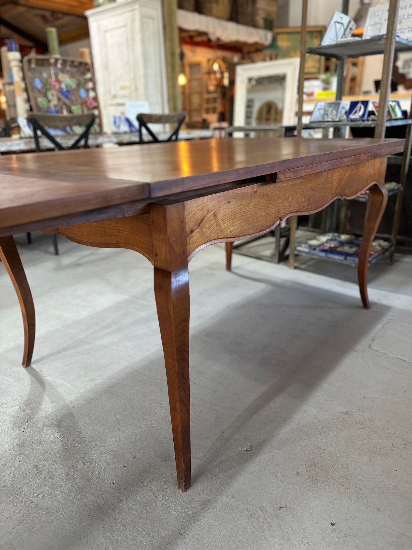 Cherry Wood Dining Table with Expandable Leaves from Normandy, France