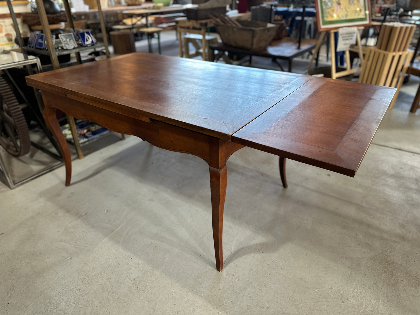 Cherry Wood Dining Table with Expandable Leaves from Normandy, France