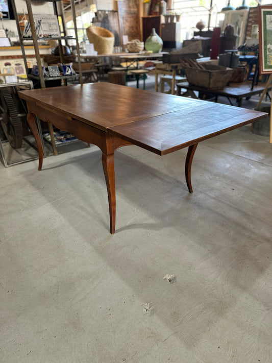 Cherry Wood Dining Table with Expandable Leaves from Normandy, France