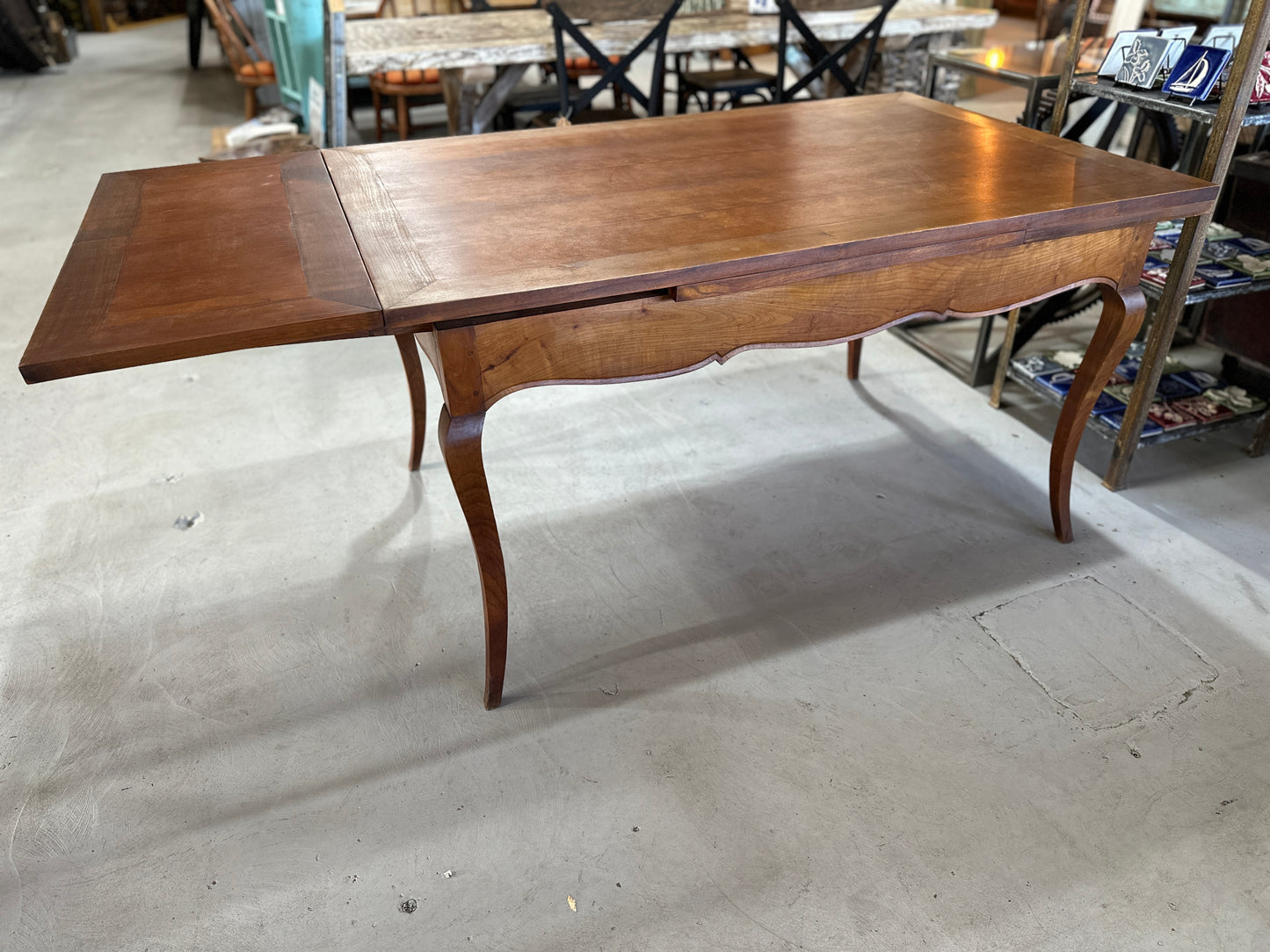 Cherry Wood Dining Table with Expandable Leaves from Normandy, France