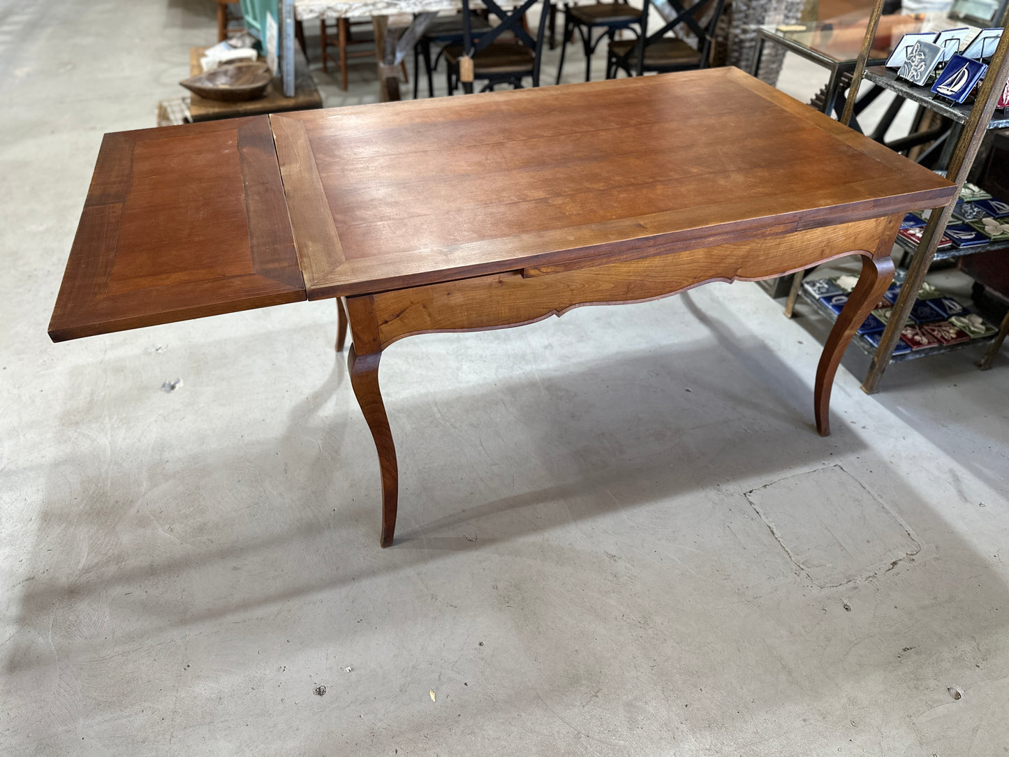 Cherry Wood Dining Table with Expandable Leaves from Normandy, France