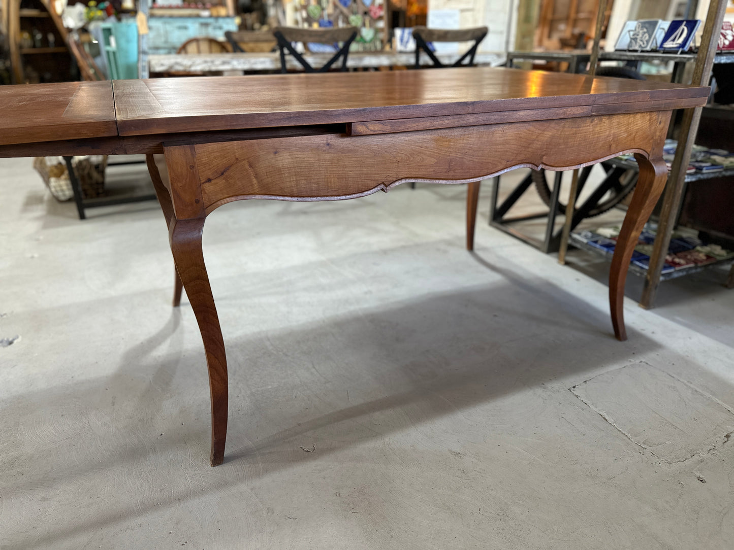 Cherry Wood Dining Table with Expandable Leaves from Normandy, France