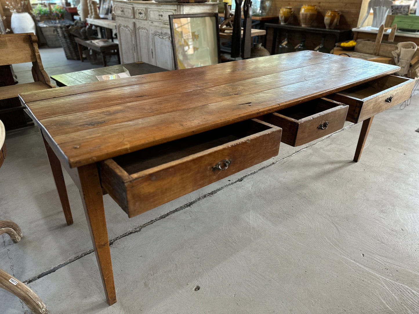 Vintage Wild Cherry Wood Table from Burgundy, France c. 1850