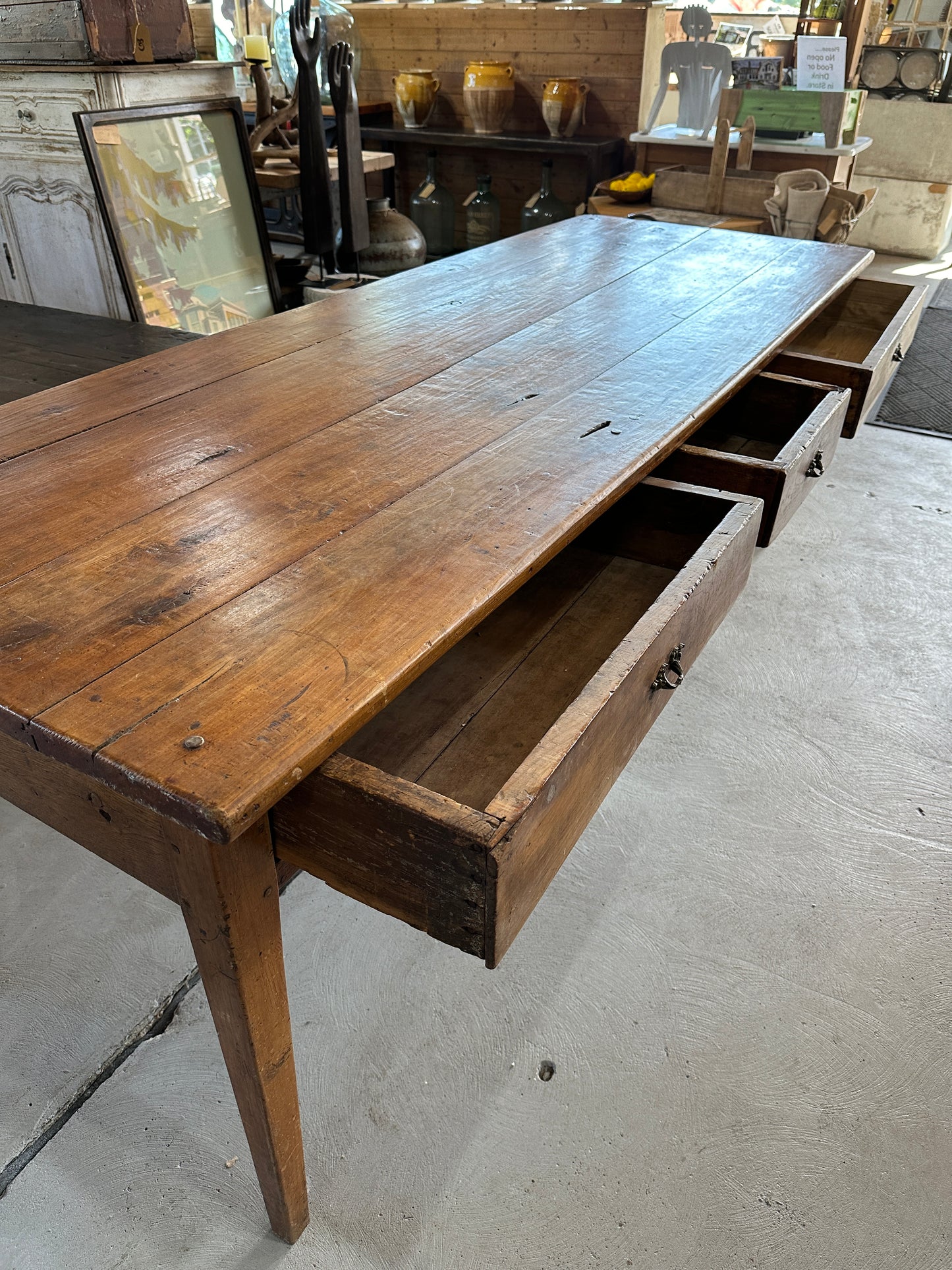 Vintage Wild Cherry Wood Table from Burgundy, France c. 1850