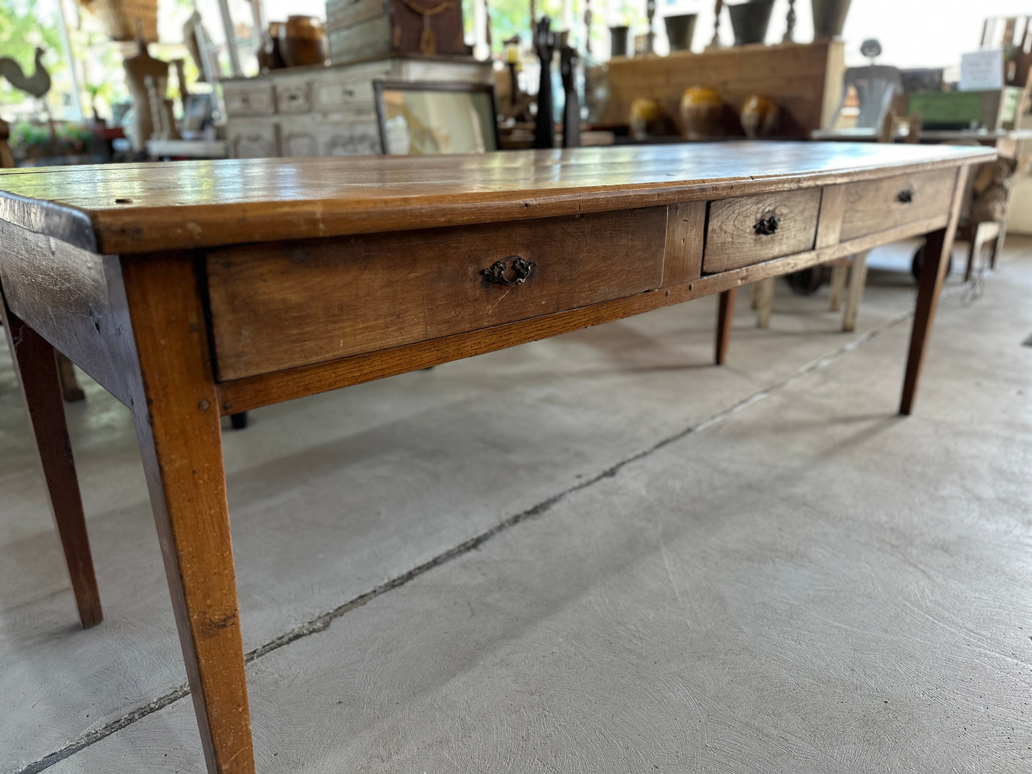 Vintage Wild Cherry Wood Table from Burgundy, France c. 1850