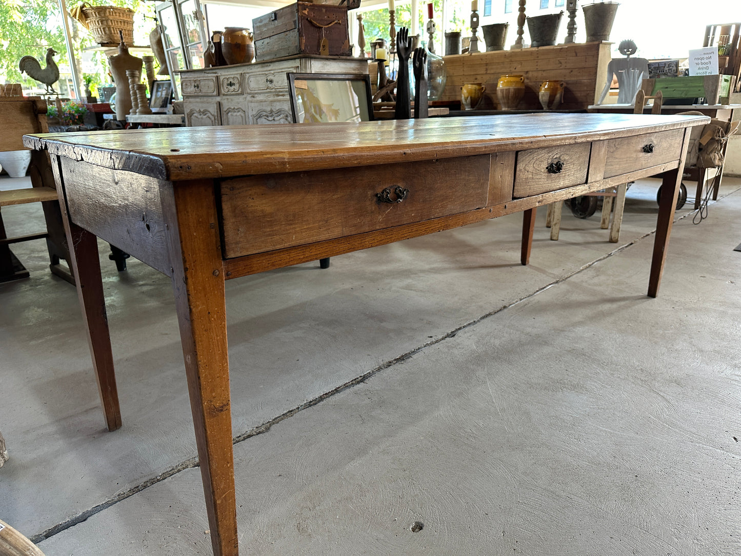 Vintage Wild Cherry Wood Table from Burgundy, France c. 1850