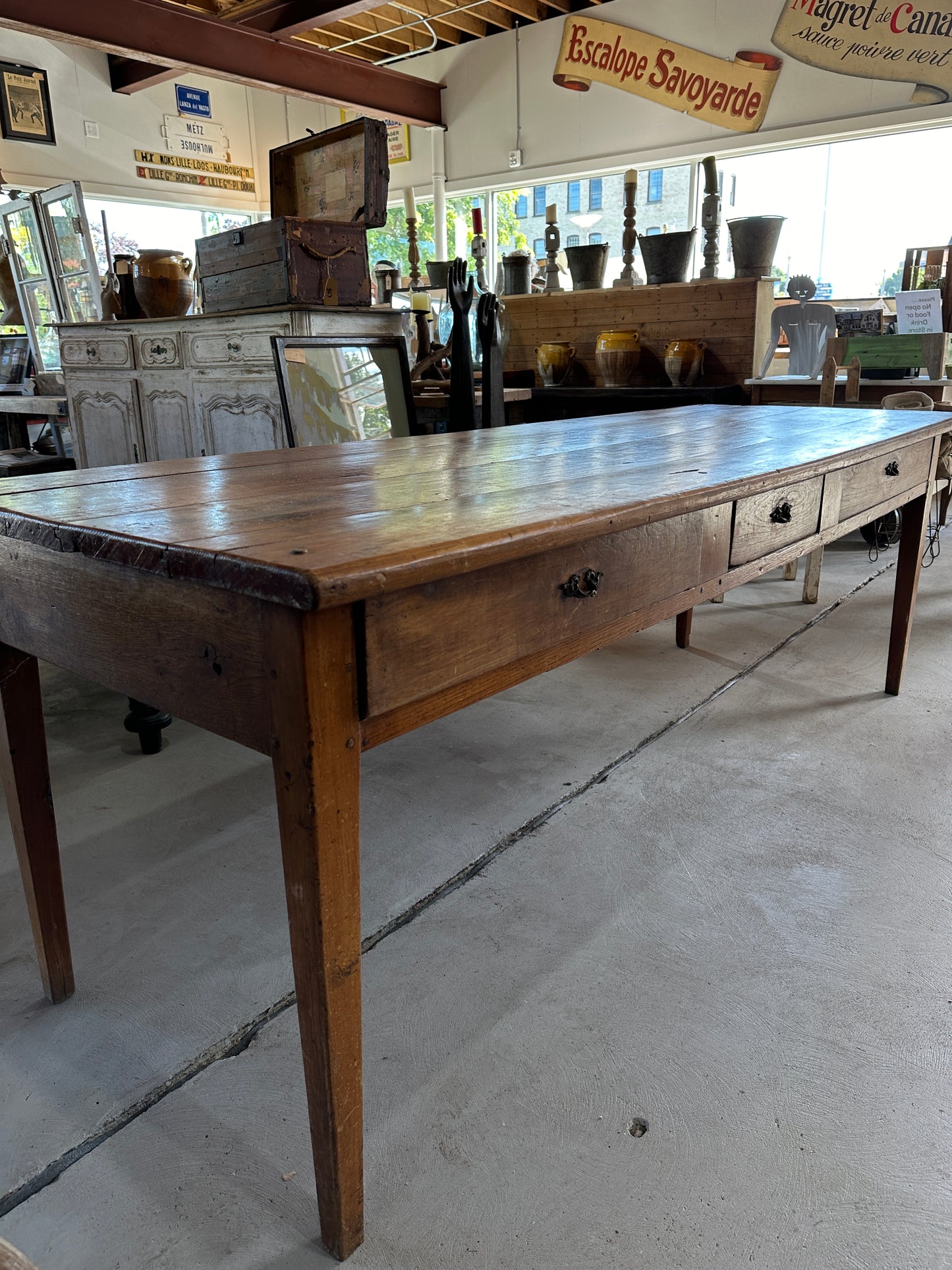 Vintage Wild Cherry Wood Table from Burgundy, France c. 1850