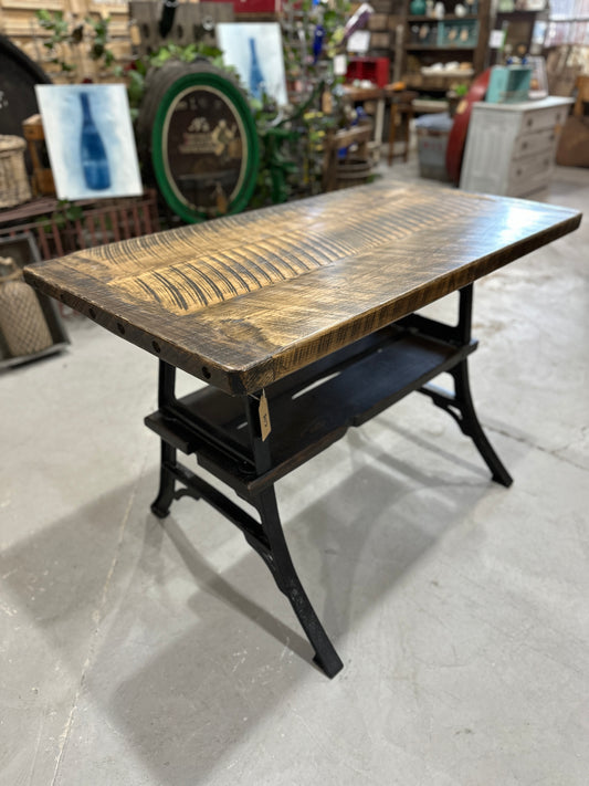 Maple Top Desk/Island with Cast Iron Base