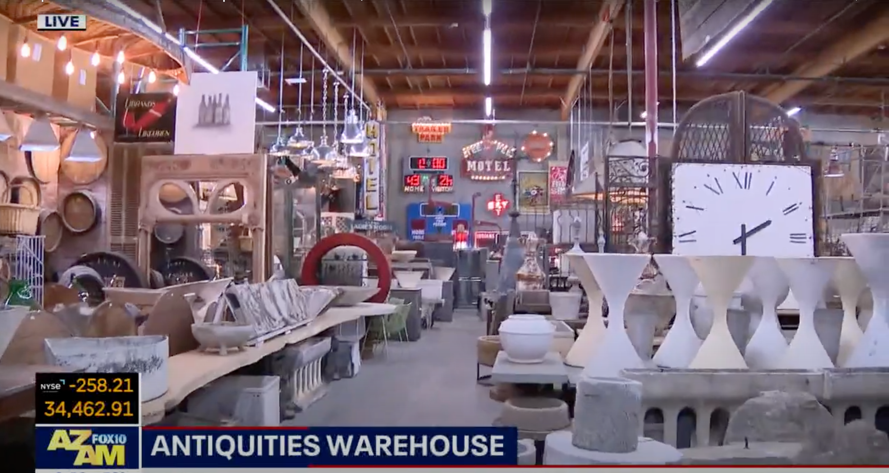 Load video: Take a look at our Phoenix, AZ Antiquities Warehouse Headquarters with a tour from Robert.  Note: Items in the Phoenix Warehouse can be brought to us in Traverse City, MI. Visit their website at antiquitieswarehouse.com and let us know if you find something you&#39;d like brought to Traverse City.